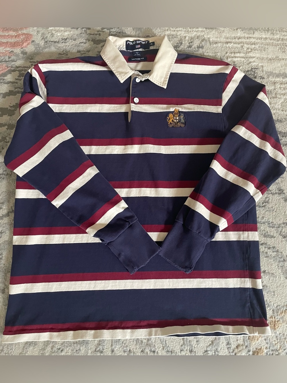 Polo Sport Ralph Lauren Rugby Shirt Mens XL Long Sleeve Striped Vintage 1990s